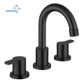 Aquacúbico Cupc Tres hoyos Matte Negro Black Montar montado en el fregadero de baño extendido